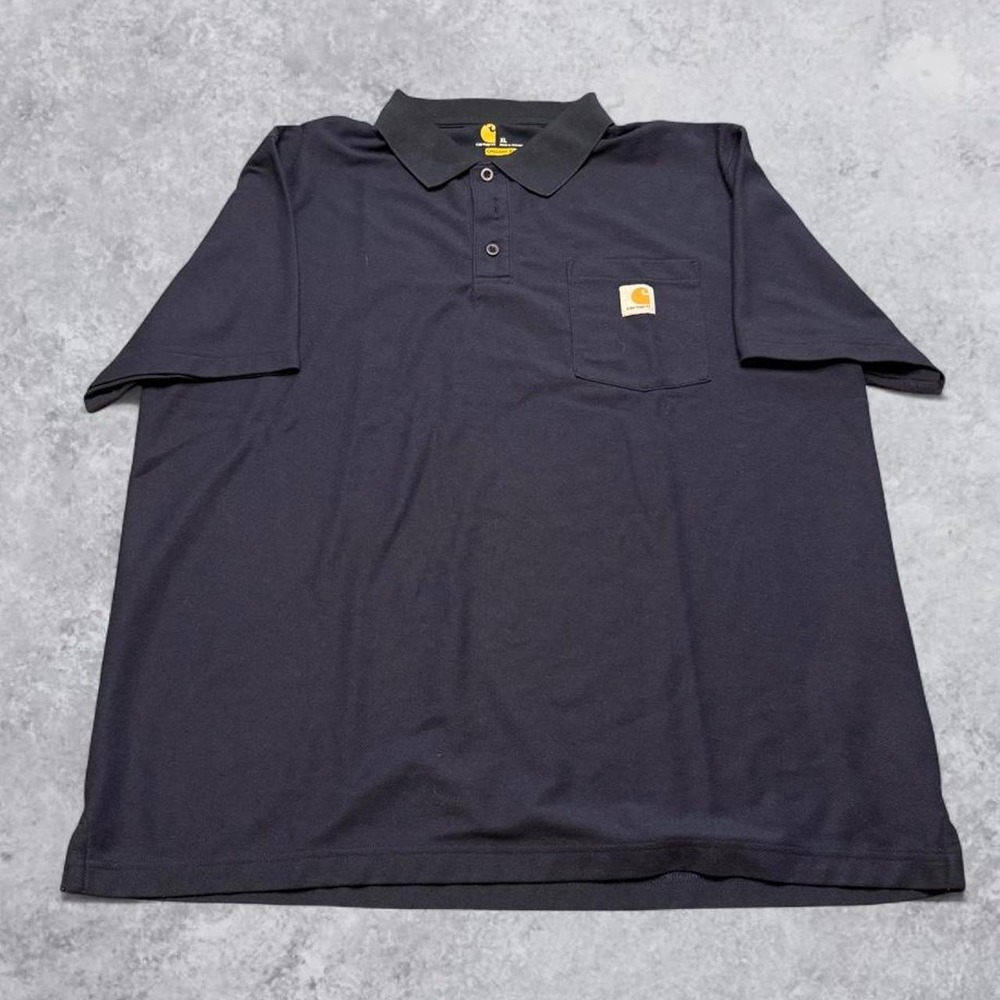 Carhartt Mens XL Navy Blue Polo Shirt Short Sleeve Pocket Workwear Original Fit